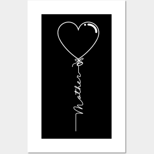 Mothers Day Heart Balloon - Mother - White Posters and Art